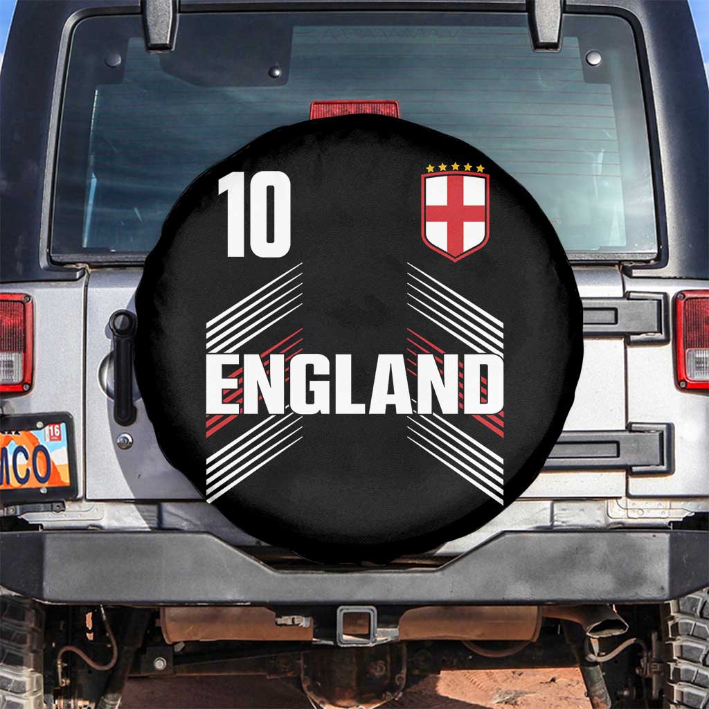 England Soccer Sports Graphic Number 10 Jersey Style Spare Tire Cover Proud St George Cross Football Fans Game Day Pride TS02 No hole Black Print Your Wear