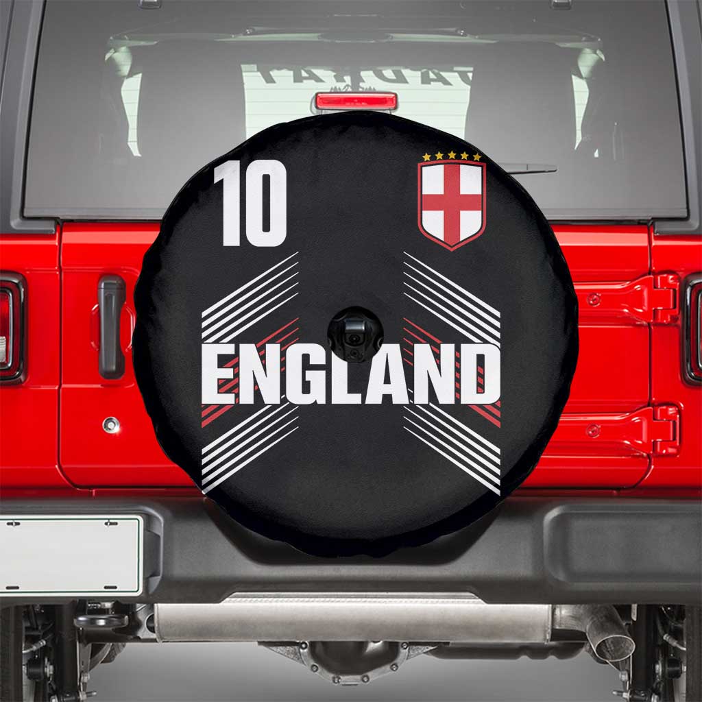England Soccer Sports Graphic Number 10 Jersey Style Spare Tire Cover Proud St George Cross Football Fans Game Day Pride TS02 Black Print Your Wear