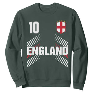 England Soccer Sports Graphic Number 10 Jersey Style Sweatshirt Proud St George Cross Football Fans Game Day Pride TS02 Dark Forest Green Print Your Wear