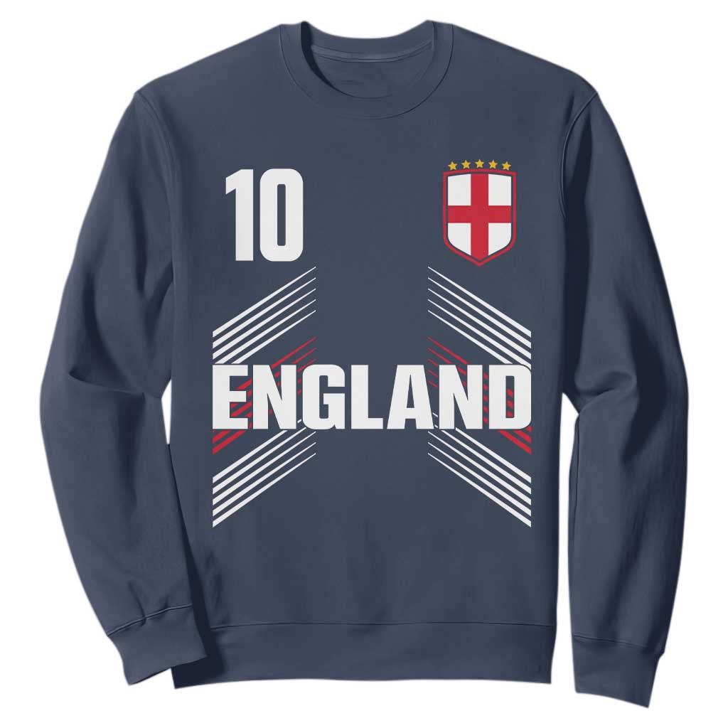 England Soccer Sports Graphic Number 10 Jersey Style Sweatshirt Proud St George Cross Football Fans Game Day Pride TS02 Navy Print Your Wear