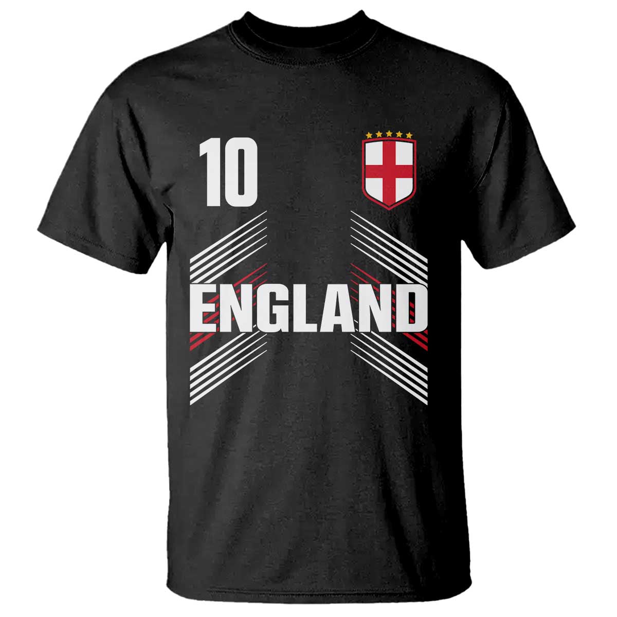 England Soccer Sports Graphic Number 10 Jersey Style T Shirt Proud St George Cross Football Fans Game Day Pride TS02 Black Print Your Wear