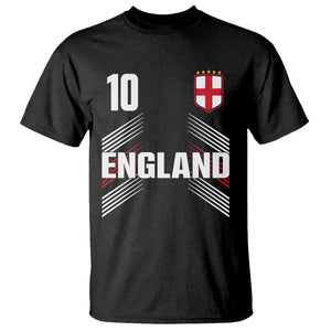 England Soccer Sports Graphic Number 10 Jersey Style T Shirt Proud St George Cross Football Fans Game Day Pride TS02 Black Print Your Wear