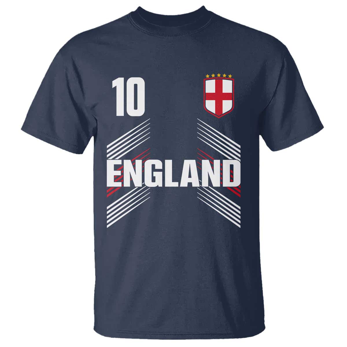 England Soccer Sports Graphic Number 10 Jersey Style T Shirt Proud St George Cross Football Fans Game Day Pride TS02 Navy Print Your Wear