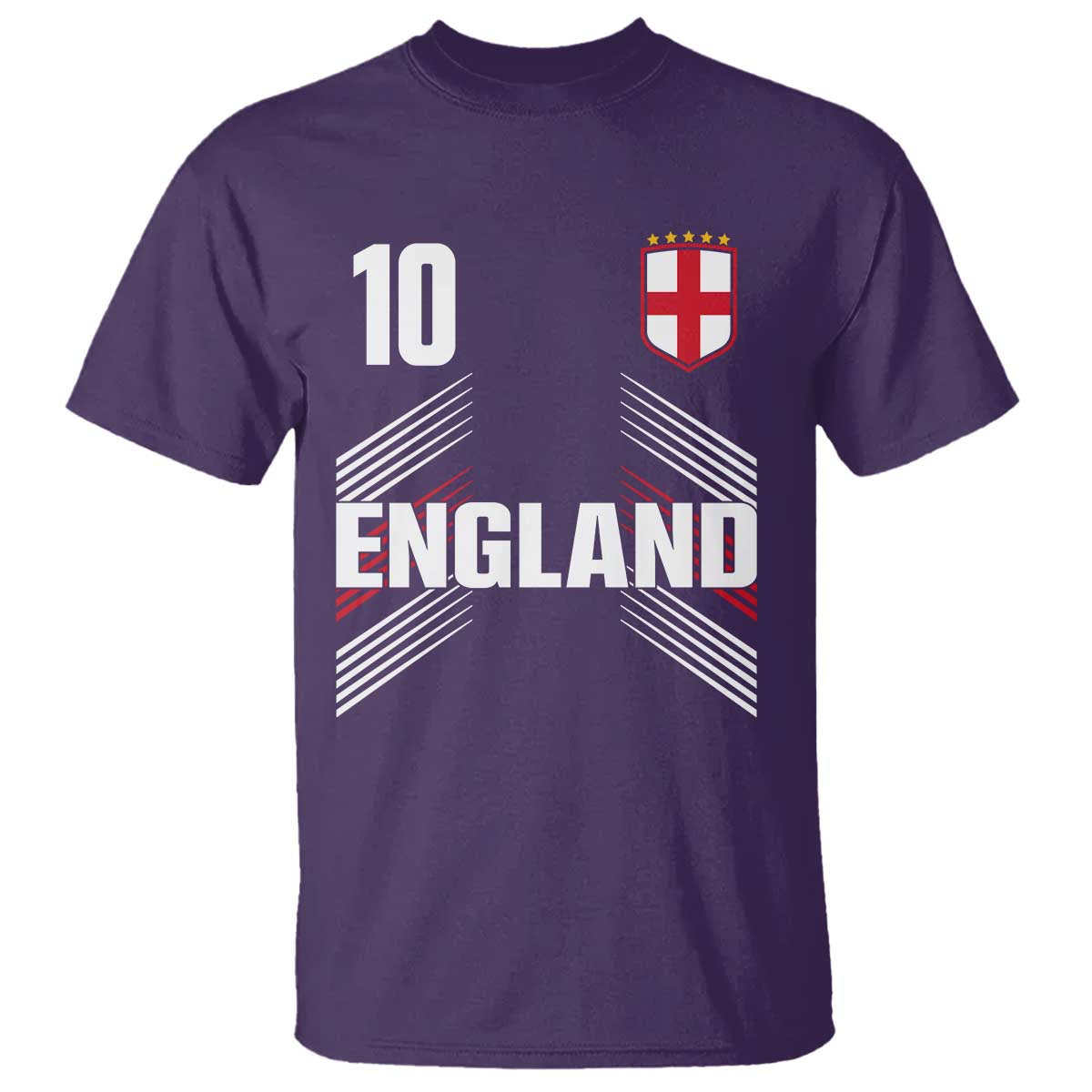England Soccer Sports Graphic Number 10 Jersey Style T Shirt Proud St George Cross Football Fans Game Day Pride TS02 Purple Print Your Wear