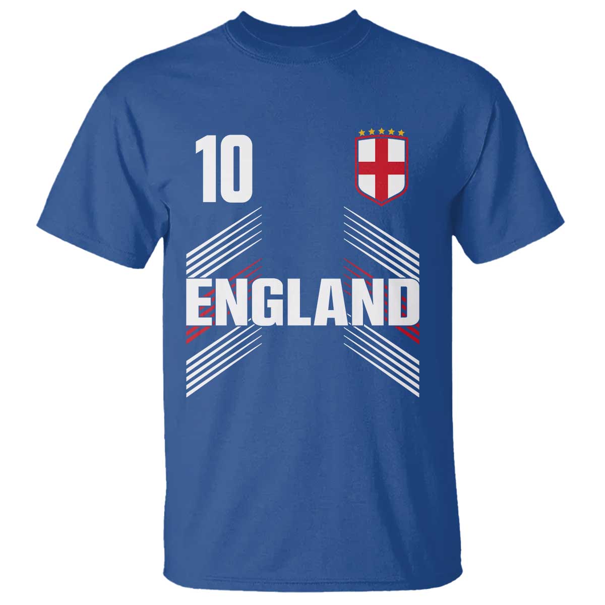 England Soccer Sports Graphic Number 10 Jersey Style T Shirt Proud St George Cross Football Fans Game Day Pride TS02 Royal Blue Print Your Wear