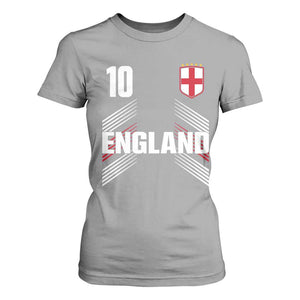 England Soccer Sports Graphic Number 10 Jersey Style T Shirt For Women Proud St George Cross Football Fans Game Day Pride TS02 Sport Gray Print Your Wear