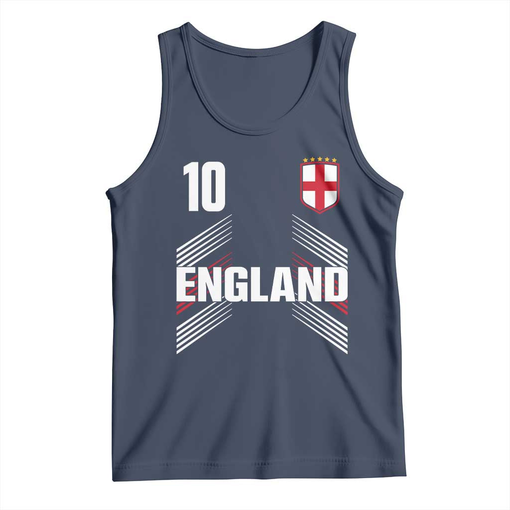 England Soccer Sports Graphic Number 10 Jersey Style Tank Top Proud St George Cross Football Fans Game Day Pride TS02 Navy Print Your Wear