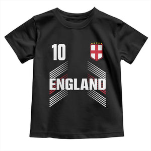 England Soccer Sports Graphic Number 10 Jersey Style Toddler T Shirt Proud St George Cross Football Fans Game Day Pride TS02 Black Print Your Wear