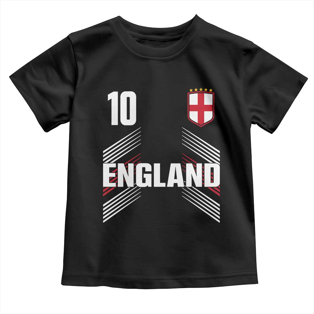 England Soccer Sports Graphic Number 10 Jersey Style Toddler T Shirt Proud St George Cross Football Fans Game Day Pride TS02 Black Print Your Wear