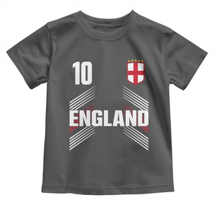 England Soccer Sports Graphic Number 10 Jersey Style Toddler T Shirt Proud St George Cross Football Fans Game Day Pride TS02 Dark Heather Print Your Wear