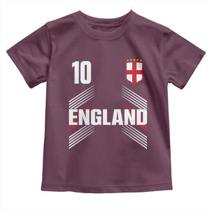 England Soccer Sports Graphic Number 10 Jersey Style Toddler T Shirt Proud St George Cross Football Fans Game Day Pride TS02 Maroon Print Your Wear