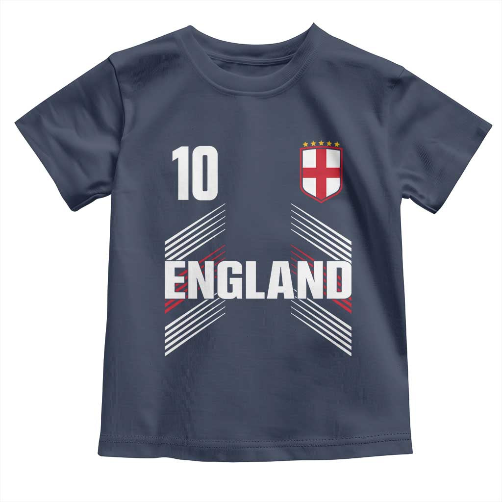 England Soccer Sports Graphic Number 10 Jersey Style Toddler T Shirt Proud St George Cross Football Fans Game Day Pride TS02 Navy Print Your Wear