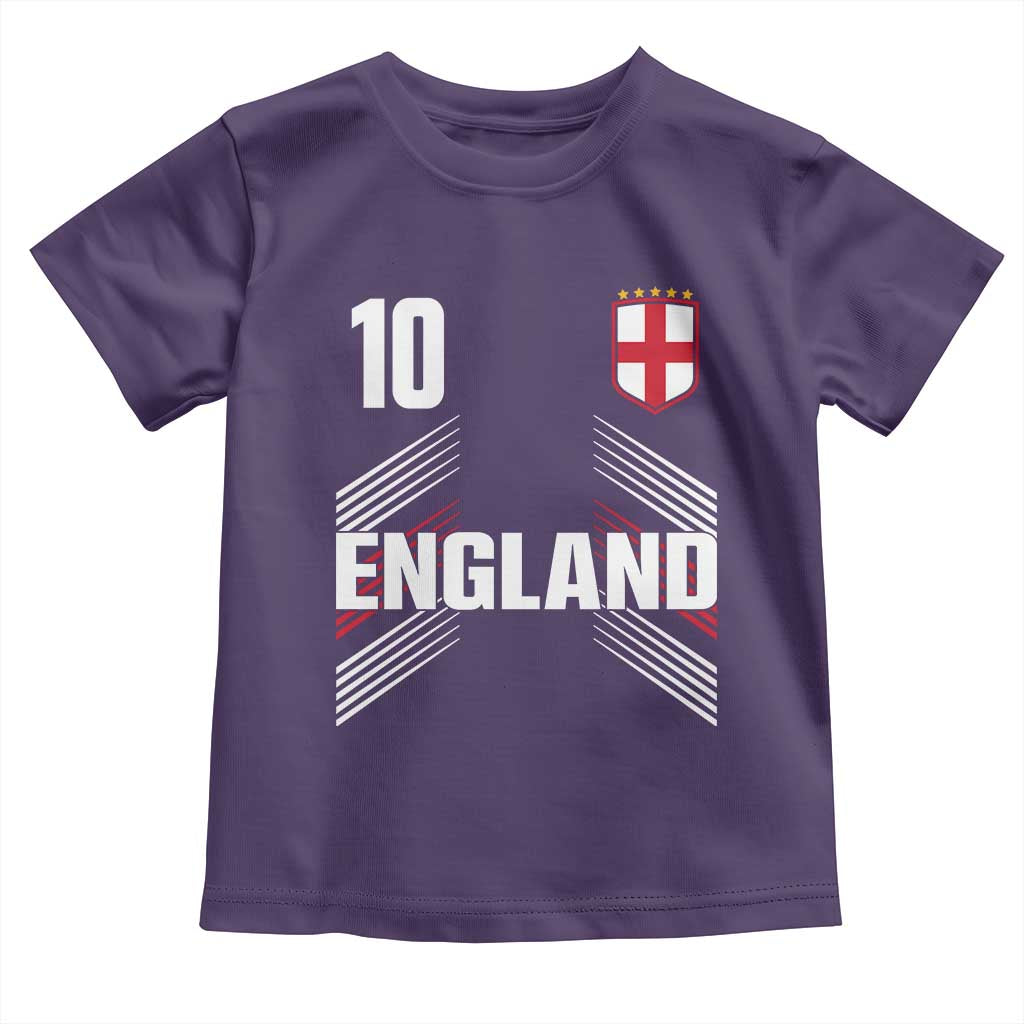 England Soccer Sports Graphic Number 10 Jersey Style Toddler T Shirt Proud St George Cross Football Fans Game Day Pride TS02 Purple Print Your Wear