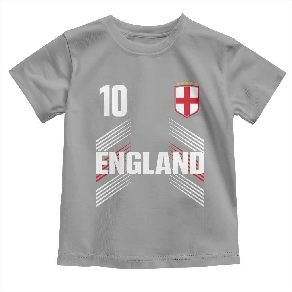 England Soccer Sports Graphic Number 10 Jersey Style Toddler T Shirt Proud St George Cross Football Fans Game Day Pride TS02 Sport Gray Print Your Wear
