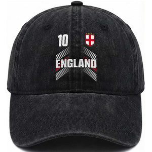 England Soccer Sports Graphic Number 10 Jersey Style Washed Cotton Baseball Cap Proud St George Cross Football Fans Game Day Pride TS02 Print Your Wear