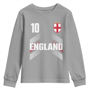 England Soccer Sports Graphic Number 10 Jersey Style Youth Sweatshirt Proud St George Cross Football Fans Game Day Pride TS02 Sport Gray Print Your Wear