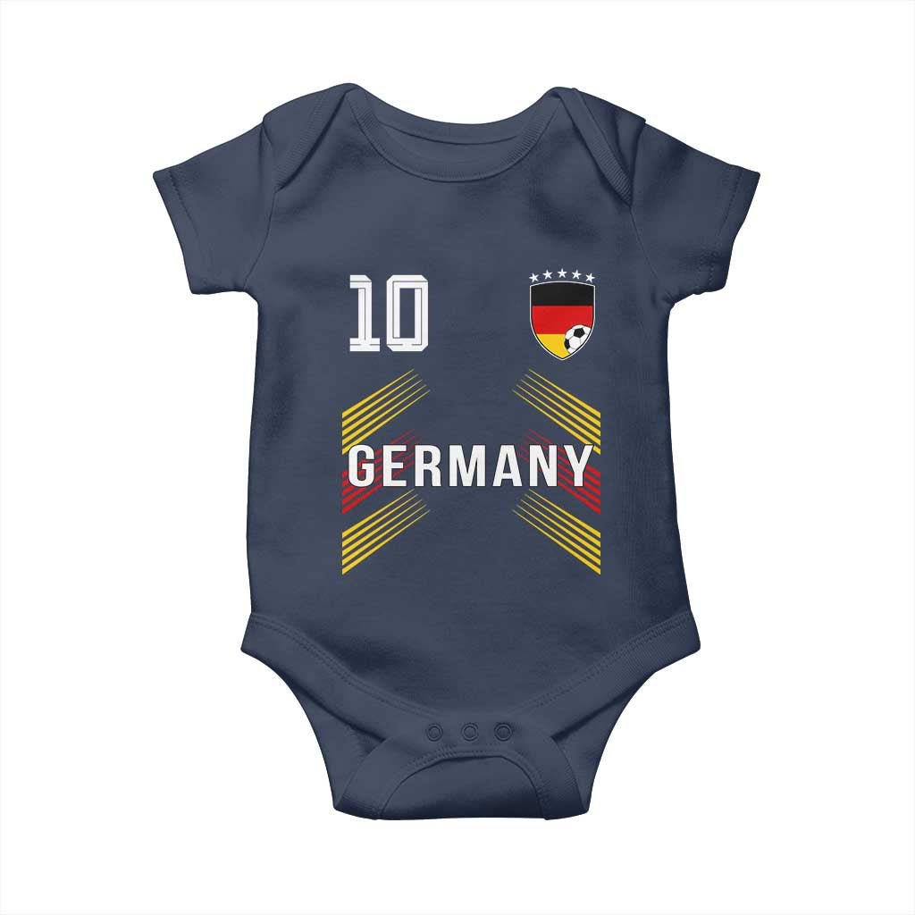 Germany Soccer Sports Graphic Number 10 Jersey Style Baby Onesie Proud German Football Fans Game Day Pride TS02 Navy Print Your Wear