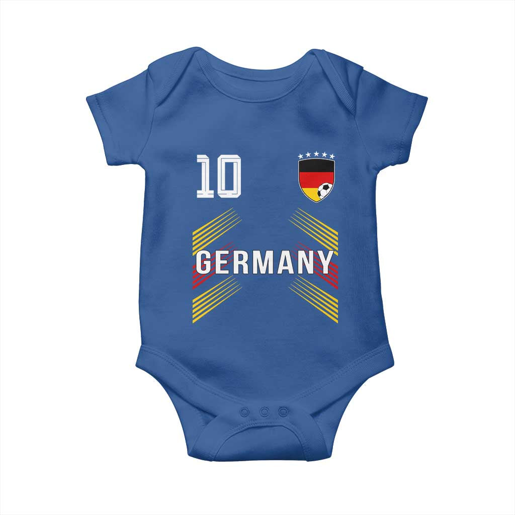 Germany Soccer Sports Graphic Number 10 Jersey Style Baby Onesie Proud German Football Fans Game Day Pride TS02 Royal Blue Print Your Wear