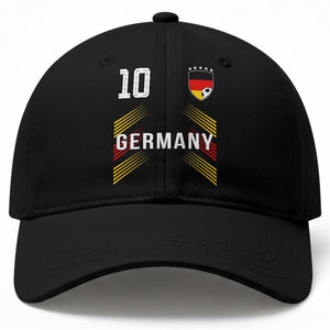 Germany Soccer Sports Graphic Number 10 Jersey Style Baseball Cap Proud German Football Fans Game Day Pride TS02 Print Your Wear