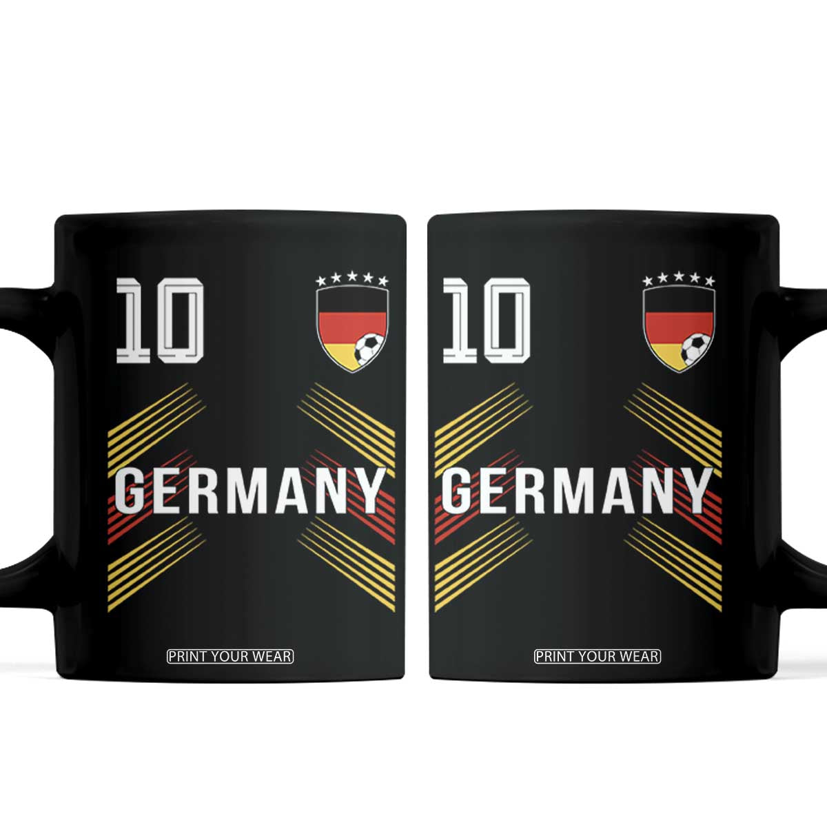Germany Soccer Sports Graphic Number 10 Jersey Style Coffee Mug Proud German Football Fans Game Day Pride TS02 Black Print Your Wear