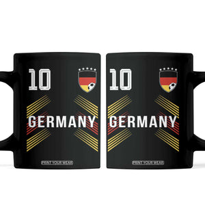 Germany Soccer Sports Graphic Number 10 Jersey Style Coffee Mug Proud German Football Fans Game Day Pride TS02 Black Print Your Wear