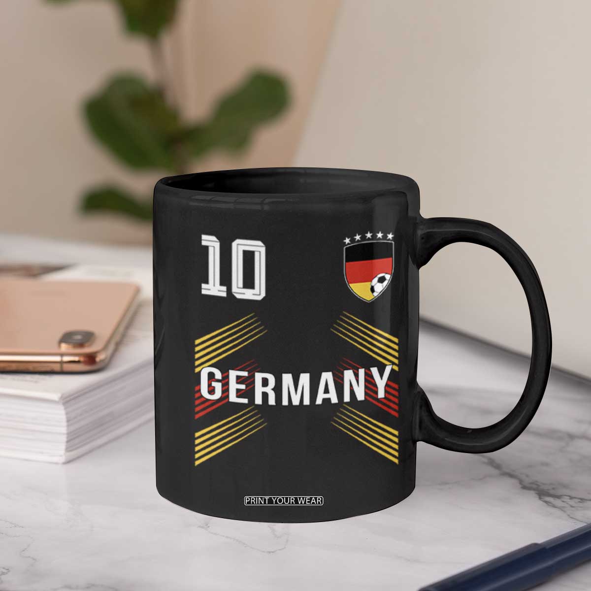 Germany Soccer Sports Graphic Number 10 Jersey Style Coffee Mug Proud German Football Fans Game Day Pride TS02 Print Your Wear