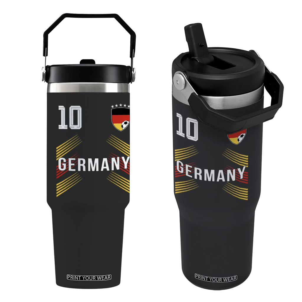 Germany Soccer Sports Graphic Number 10 Jersey Style Flip Straw Tumbler Proud German Football Fans Game Day Pride TS02 One Size: 30 oz Black Print Your Wear