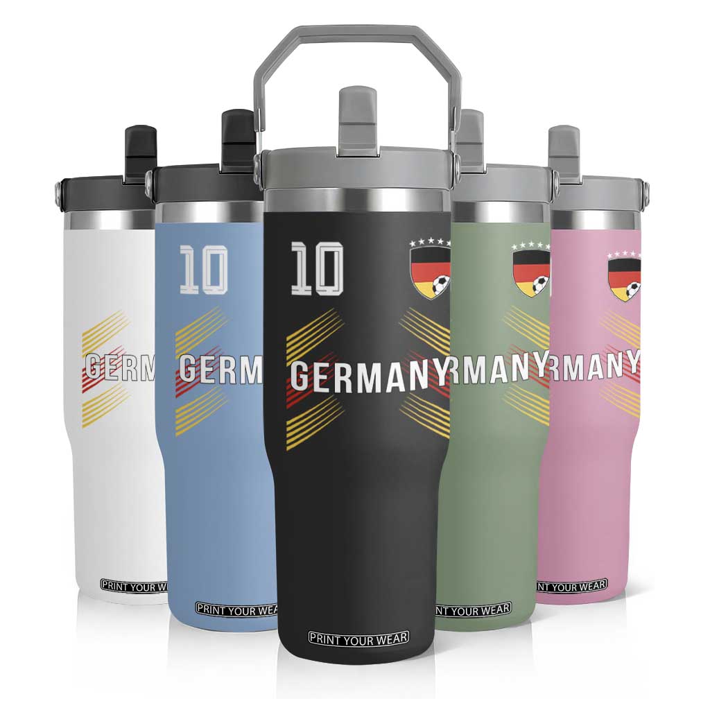 Germany Soccer Sports Graphic Number 10 Jersey Style Flip Straw Tumbler Proud German Football Fans Game Day Pride TS02 Print Your Wear
