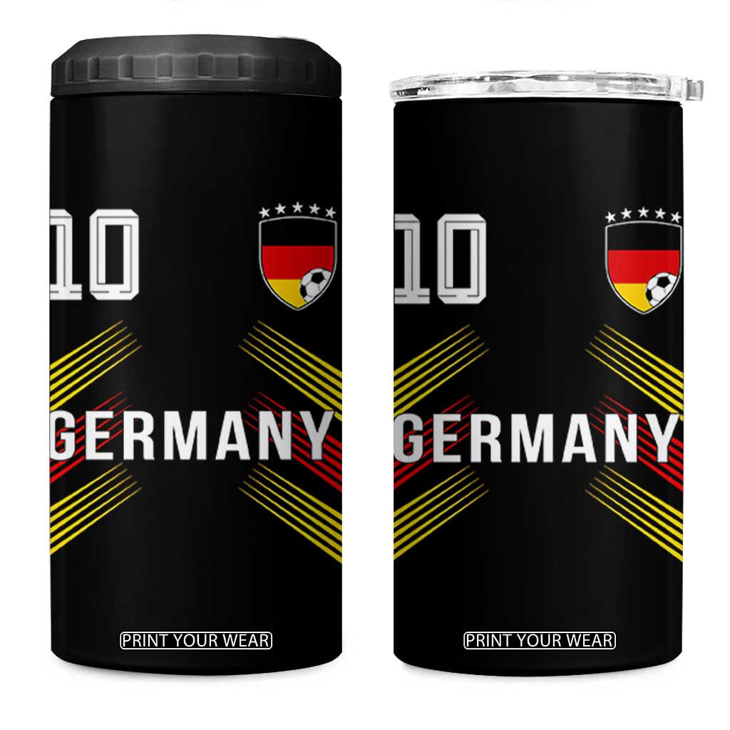 Germany Soccer Sports Graphic Number 10 Jersey Style 4 in 1 Can Cooler Tumbler Proud German Football Fans Game Day Pride TS02 One Size: 16 oz Black Print Your Wear