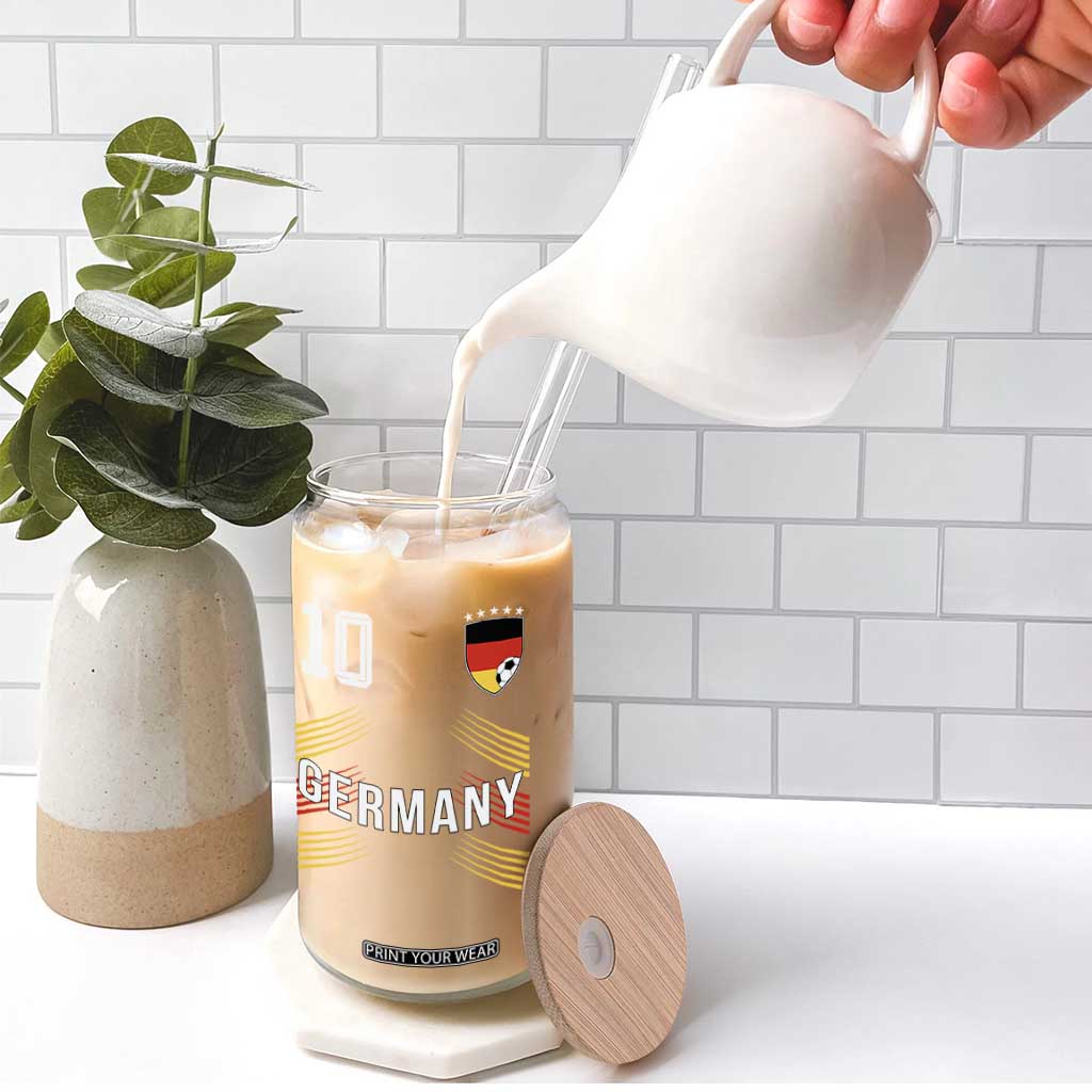 Germany Soccer Sports Graphic Number 10 Jersey Style Glass Can Proud German Football Fans Game Day Pride TS02 Print Your Wear