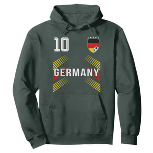 Germany Soccer Sports Graphic Number 10 Jersey Style Hoodie Proud German Football Fans Game Day Pride TS02 Dark Forest Green Print Your Wear