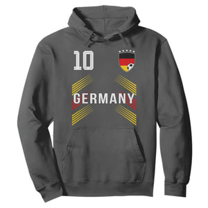 Germany Soccer Sports Graphic Number 10 Jersey Style Hoodie Proud German Football Fans Game Day Pride TS02 Dark Heather Print Your Wear