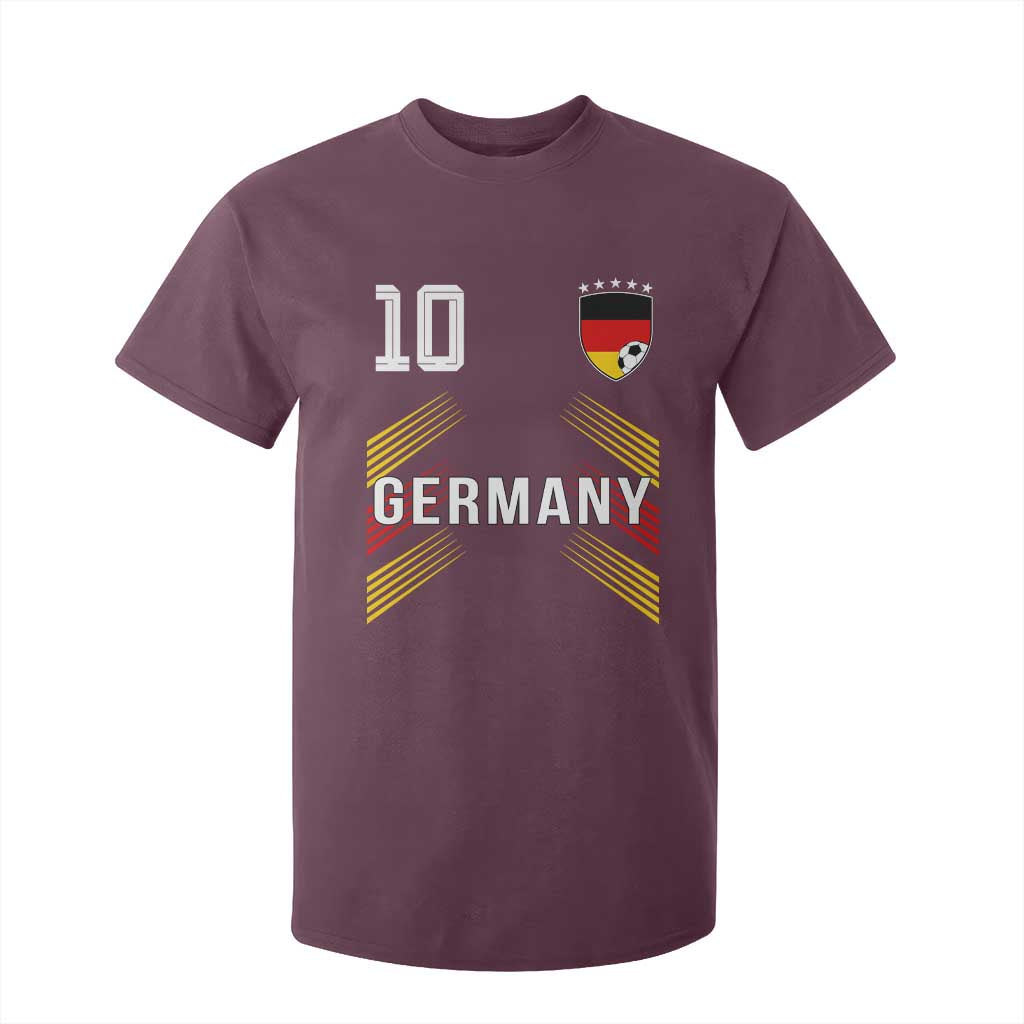 Germany Soccer Sports Graphic Number 10 Jersey Style T Shirt For Kid Proud German Football Fans Game Day Pride TS02 Maroon Print Your Wear