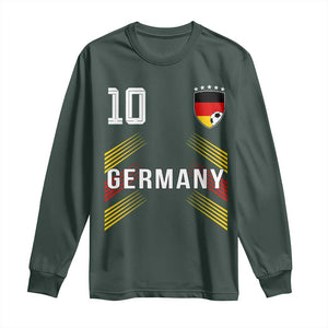 Germany Soccer Sports Graphic Number 10 Jersey Style Long Sleeve Shirt Proud German Football Fans Game Day Pride TS02 Dark Forest Green Print Your Wear