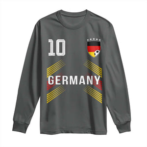 Germany Soccer Sports Graphic Number 10 Jersey Style Long Sleeve Shirt Proud German Football Fans Game Day Pride TS02 Dark Heather Print Your Wear