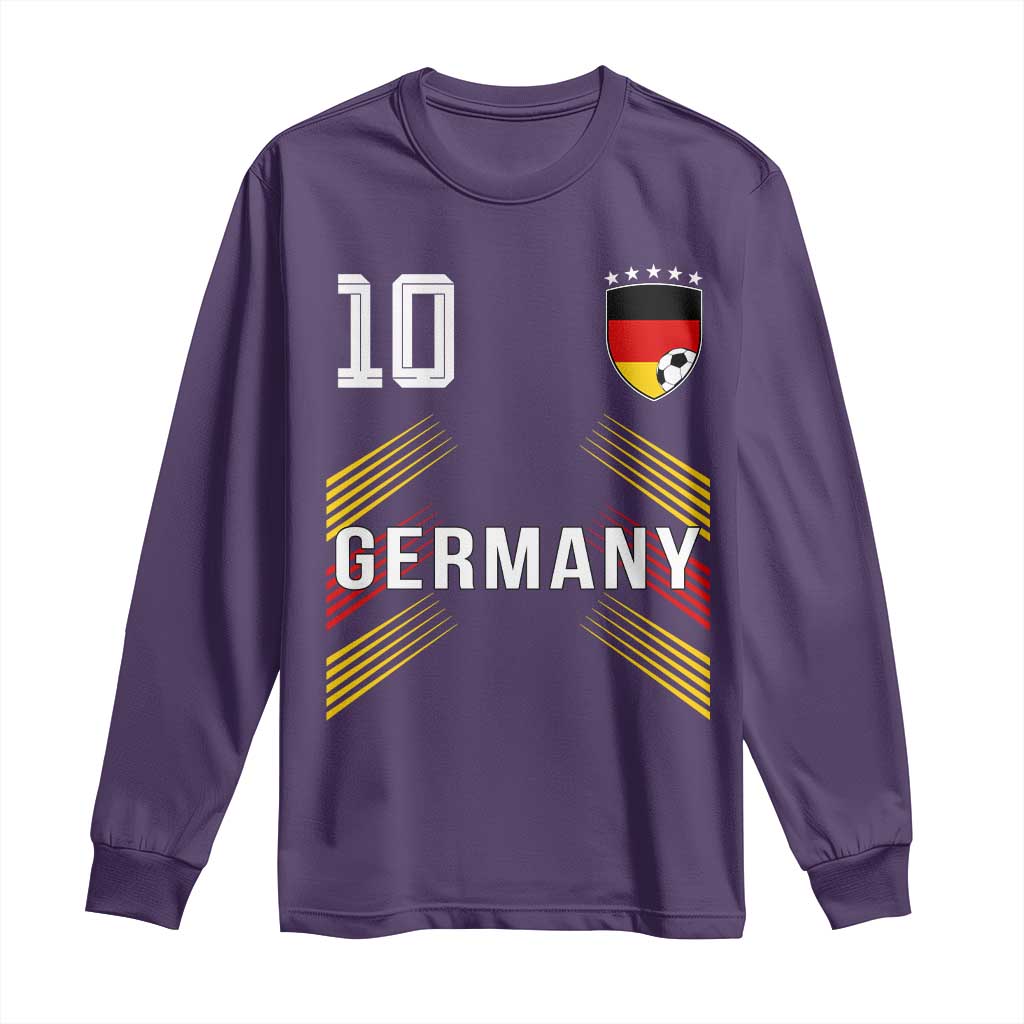 Germany Soccer Sports Graphic Number 10 Jersey Style Long Sleeve Shirt Proud German Football Fans Game Day Pride TS02 Purple Print Your Wear