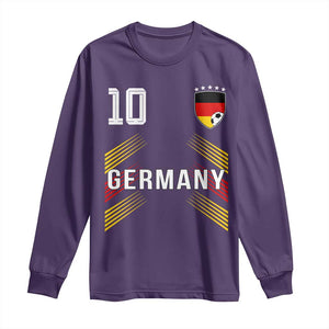 Germany Soccer Sports Graphic Number 10 Jersey Style Long Sleeve Shirt Proud German Football Fans Game Day Pride TS02 Purple Print Your Wear