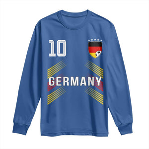 Germany Soccer Sports Graphic Number 10 Jersey Style Long Sleeve Shirt Proud German Football Fans Game Day Pride TS02 Royal Blue Print Your Wear