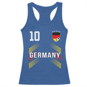 Germany Soccer Sports Graphic Number 10 Jersey Style Racerback Tank Top Proud German Football Fans Game Day Pride TS02 Royal Blue Print Your Wear