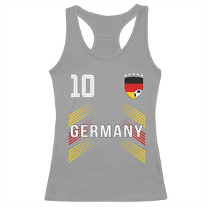 Germany Soccer Sports Graphic Number 10 Jersey Style Racerback Tank Top Proud German Football Fans Game Day Pride TS02 Sport Gray Print Your Wear