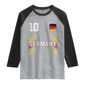 Germany Soccer Sports Graphic Number 10 Jersey Style Raglan Shirt Proud German Football Fans Game Day Pride TS02 Heather Gray Black Print Your Wear