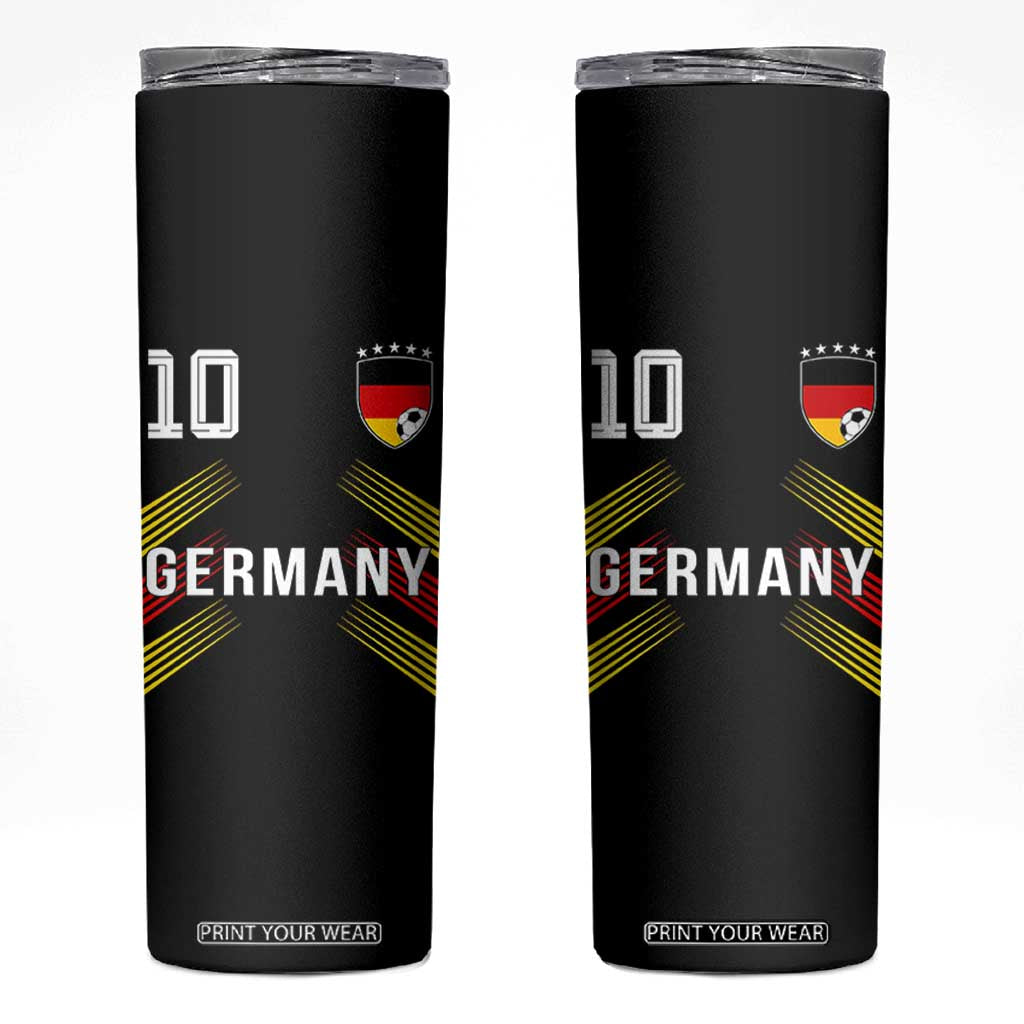 Germany Soccer Sports Graphic Number 10 Jersey Style Skinny Tumbler Proud German Football Fans Game Day Pride TS02 Black Print Your Wear