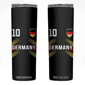 Germany Soccer Sports Graphic Number 10 Jersey Style Skinny Tumbler Proud German Football Fans Game Day Pride TS02 Black Print Your Wear