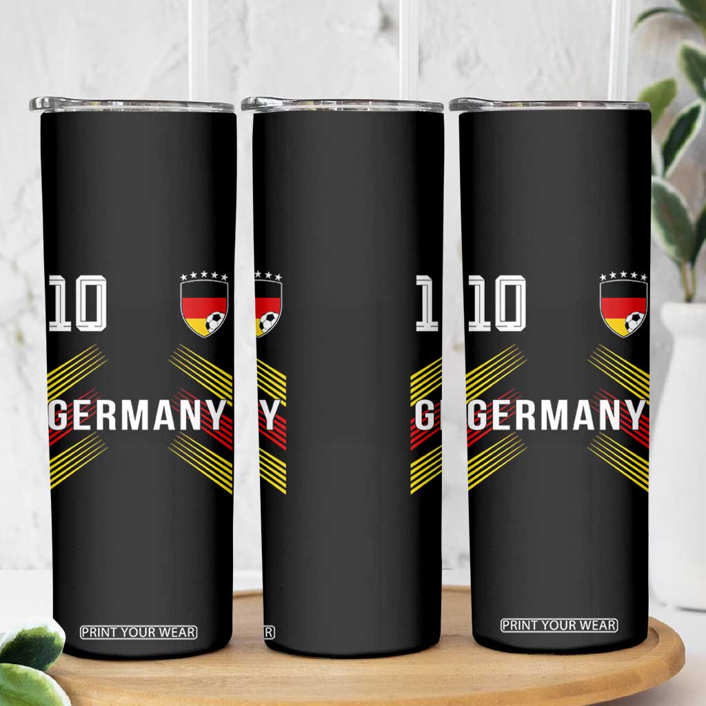 Germany Soccer Sports Graphic Number 10 Jersey Style Skinny Tumbler Proud German Football Fans Game Day Pride TS02 Print Your Wear