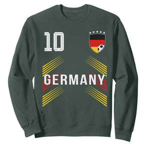 Germany Soccer Sports Graphic Number 10 Jersey Style Sweatshirt Proud German Football Fans Game Day Pride TS02 Dark Forest Green Print Your Wear