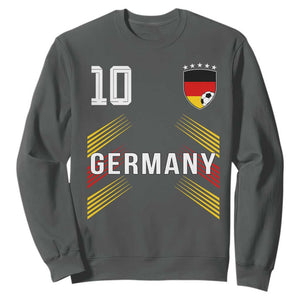 Germany Soccer Sports Graphic Number 10 Jersey Style Sweatshirt Proud German Football Fans Game Day Pride TS02 Dark Heather Print Your Wear