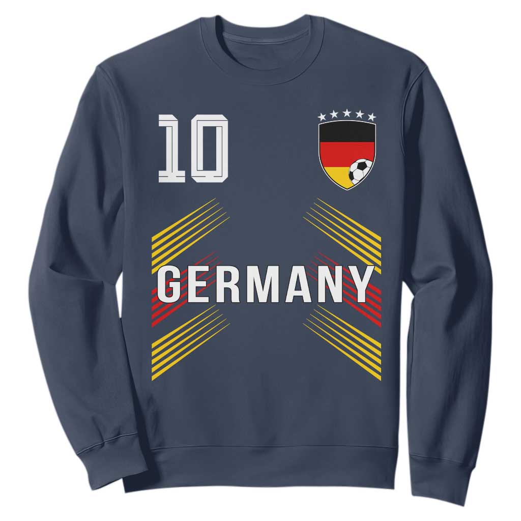 Germany Soccer Sports Graphic Number 10 Jersey Style Sweatshirt Proud German Football Fans Game Day Pride TS02 Navy Print Your Wear
