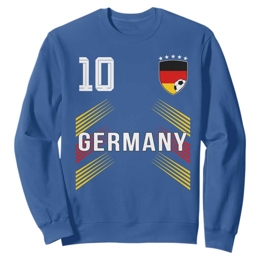 Germany Soccer Sports Graphic Number 10 Jersey Style Sweatshirt Proud German Football Fans Game Day Pride TS02 Royal Blue Print Your Wear