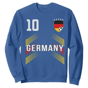 Germany Soccer Sports Graphic Number 10 Jersey Style Sweatshirt Proud German Football Fans Game Day Pride TS02 Royal Blue Print Your Wear