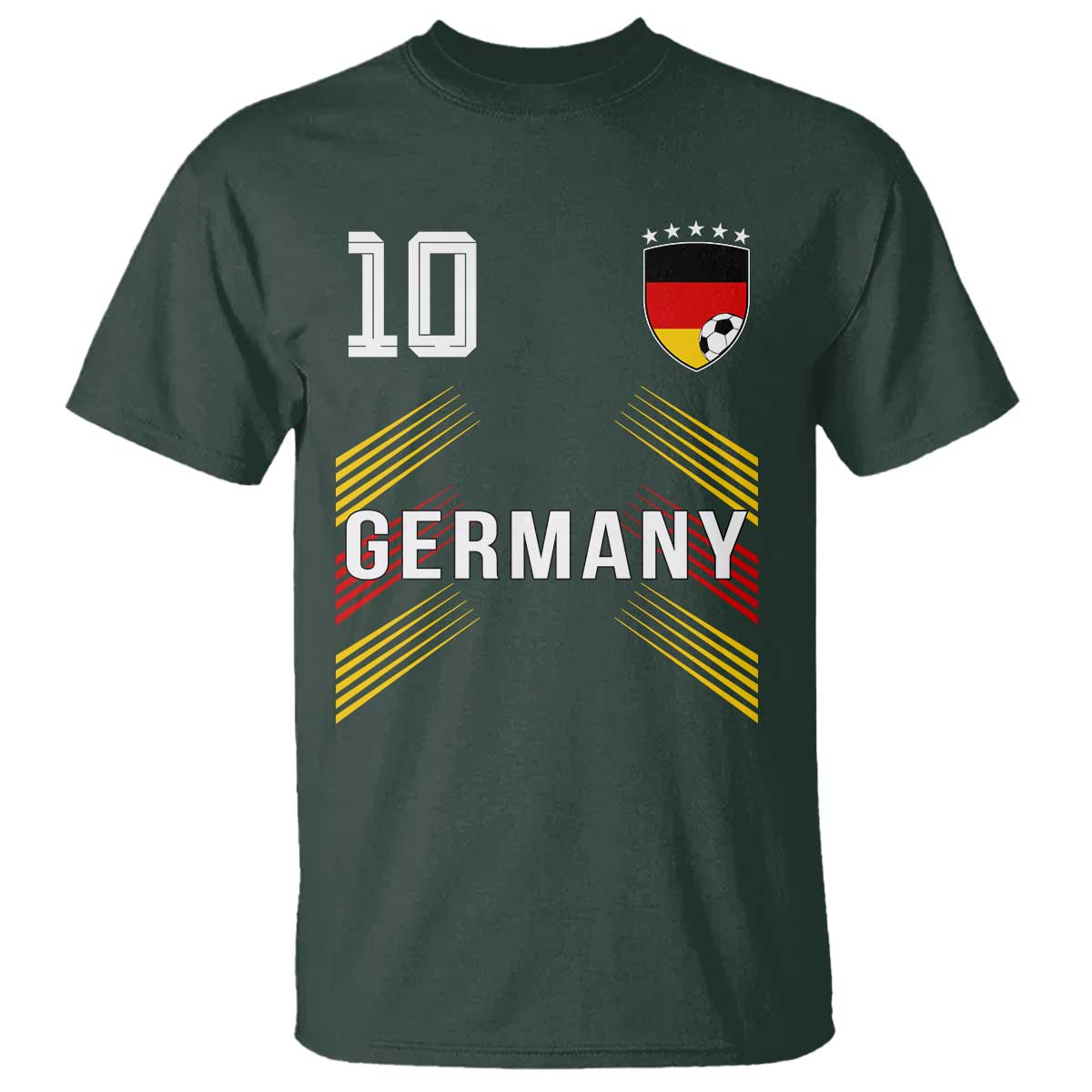 Germany Soccer Sports Graphic Number 10 Jersey Style T Shirt Proud German Football Fans Game Day Pride TS02 Dark Forest Green Print Your Wear